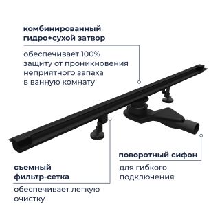 Душевой лоток обрезной RGW SDR-50B 76215010-04 100 см чёрный
